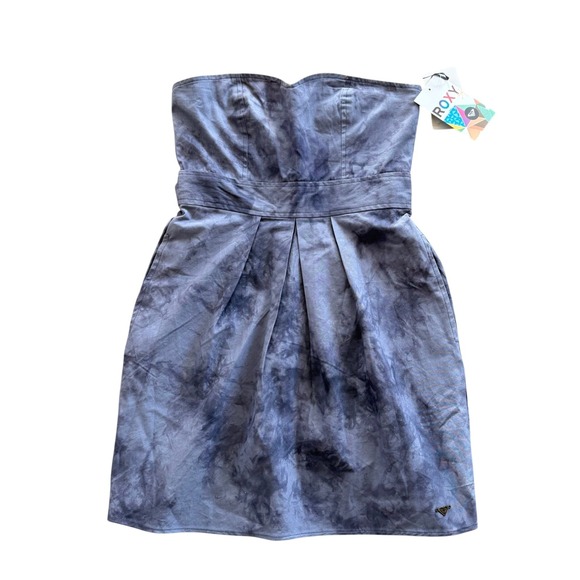Roxy Dresses & Skirts - Roxy Women's Strapless Tie-Dye Mini Dress Gray‎ Size 5 Zipper Pocketed Retro NWT